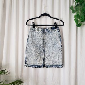 Bongo Acid Wash Denim Pencil Skirt Side Zipper